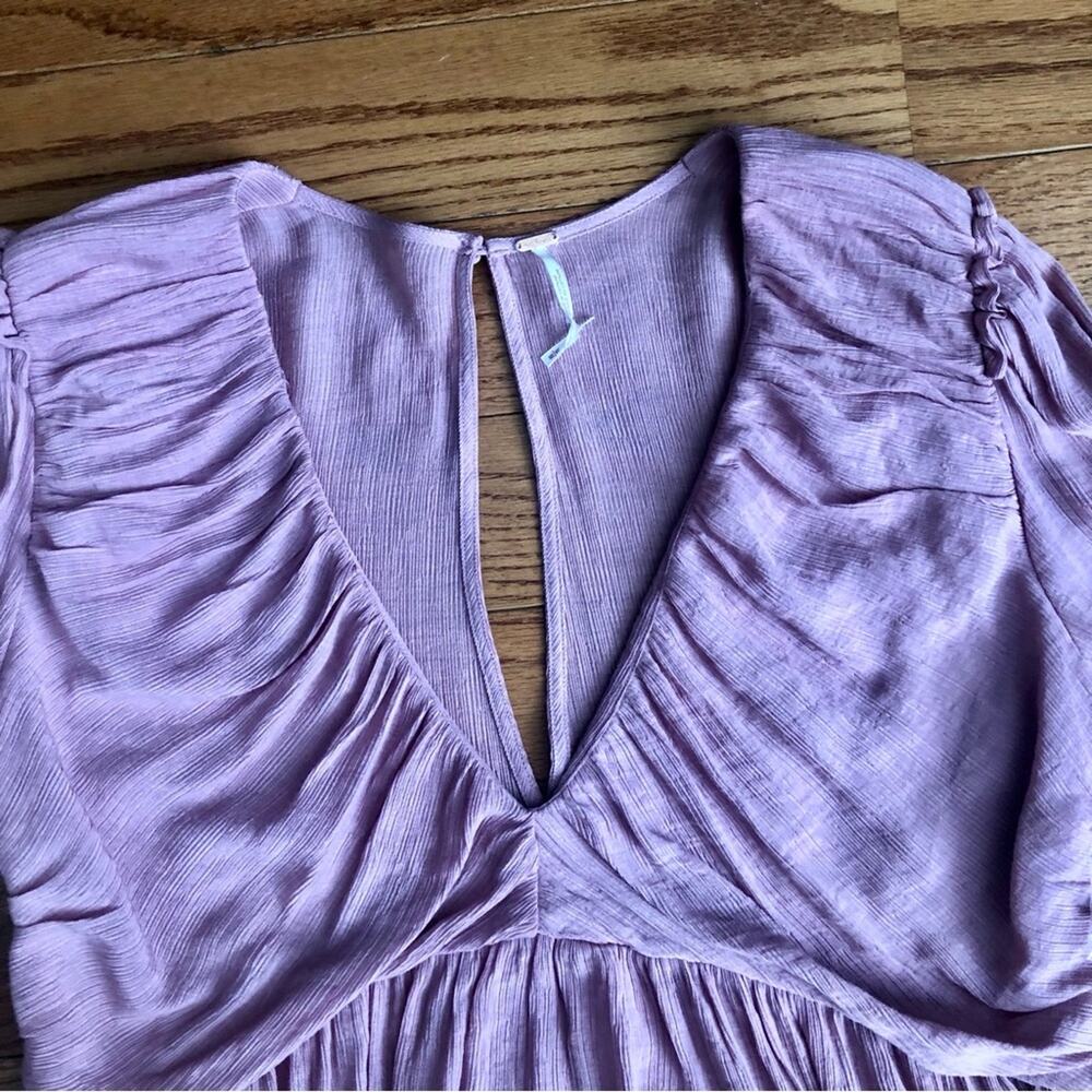 Free People Daia Dusty pink v-neck ruffle bell sleeve blouse Women’s Size M NWT - Picture 4 of 15